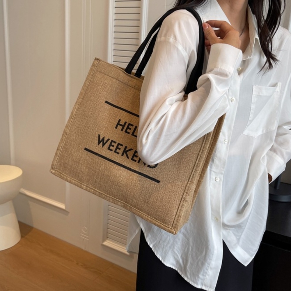 Unisex All Seasons Linen Streetwear Square Hook Loop Handbag - Picture 2 of 2